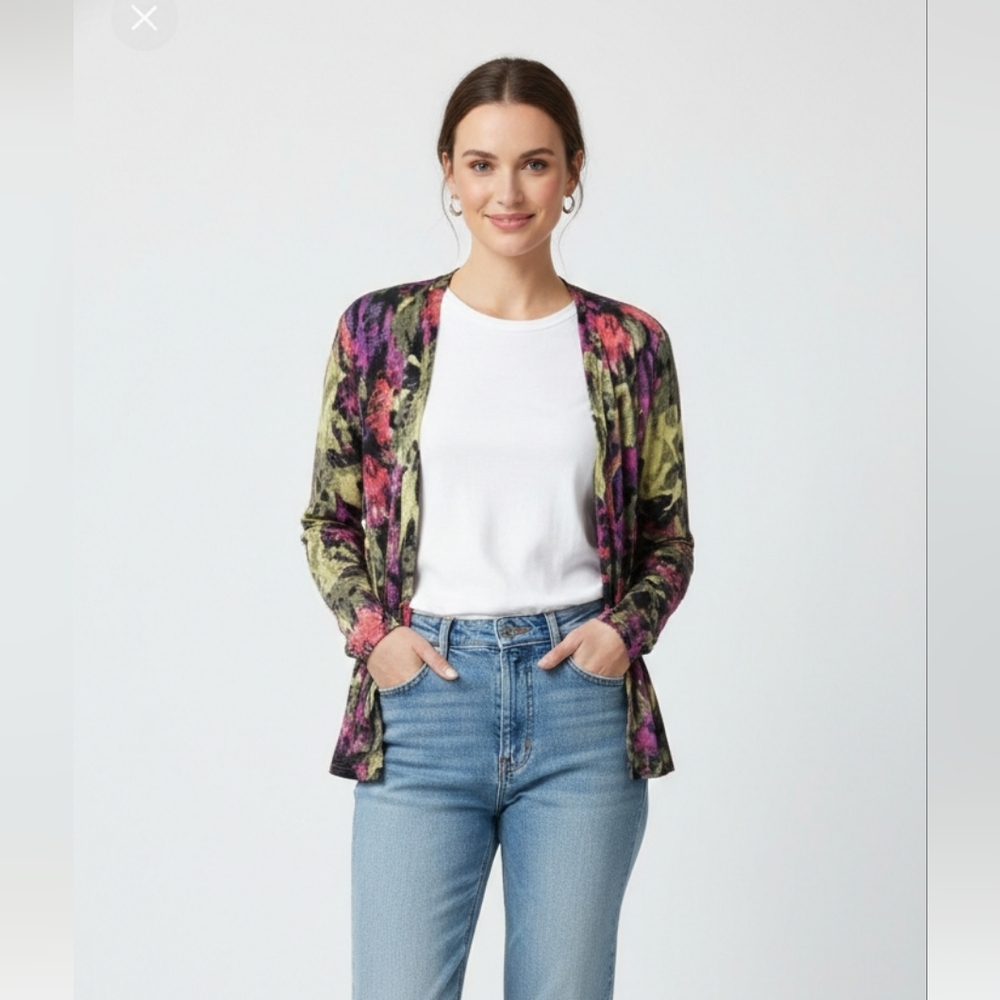 Zozo Cardigan Grunge Knit Lightweight Goth Purple Green 1X
